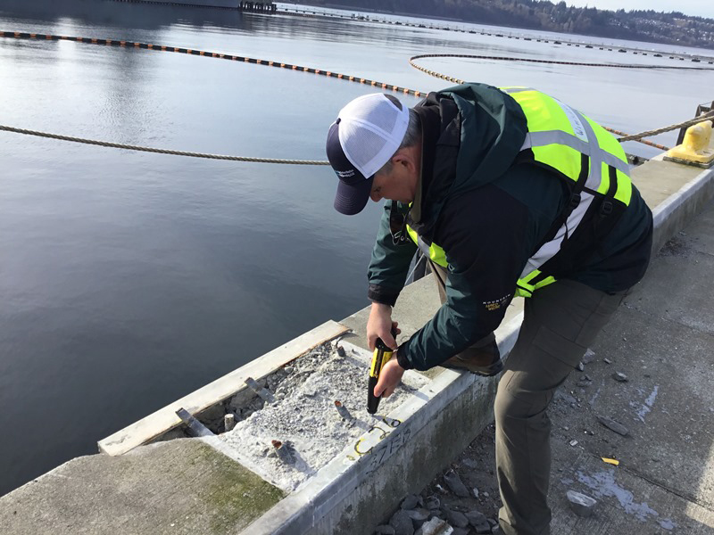 Engineer performs Waterfront Inspection at US Naval Station in Washington